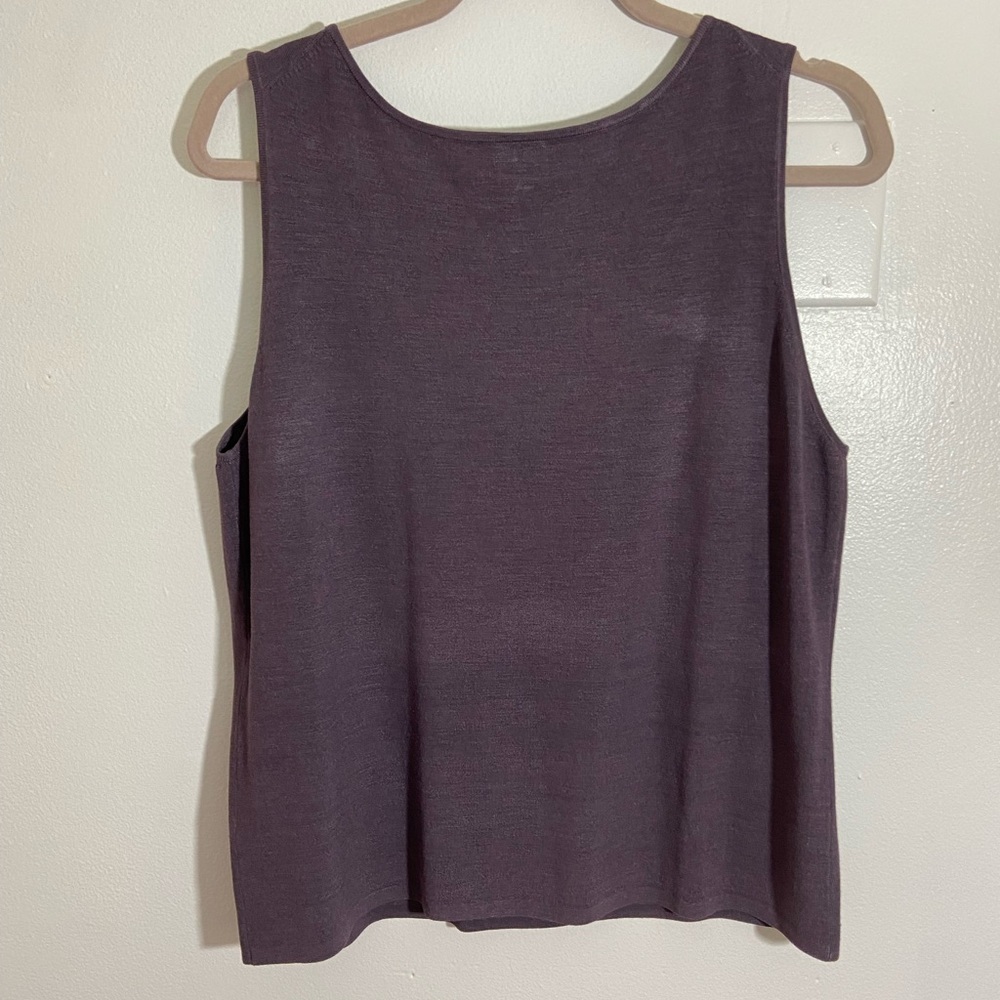 LIKE NEW — Eileen Fisher Sweater Tank Top Purple Large Silk Blend Round Neck - Picture 2 of 9